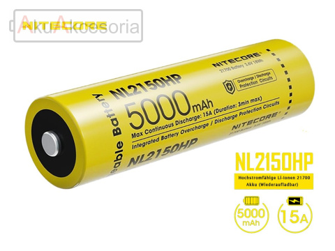 Nitecore Akumulator 21700 - 5000mAh 3,6V - 3,7V NL2150HP Li-ion