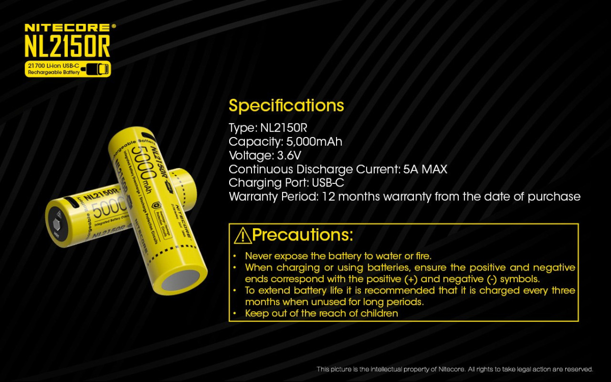 Nitecore 21700 - 5000mAh 3,6V- 3,7V NL2150R z micro USB Nitecore 21700 - 5000mAh 3,6V- 3,7V NL2150R z micro USB