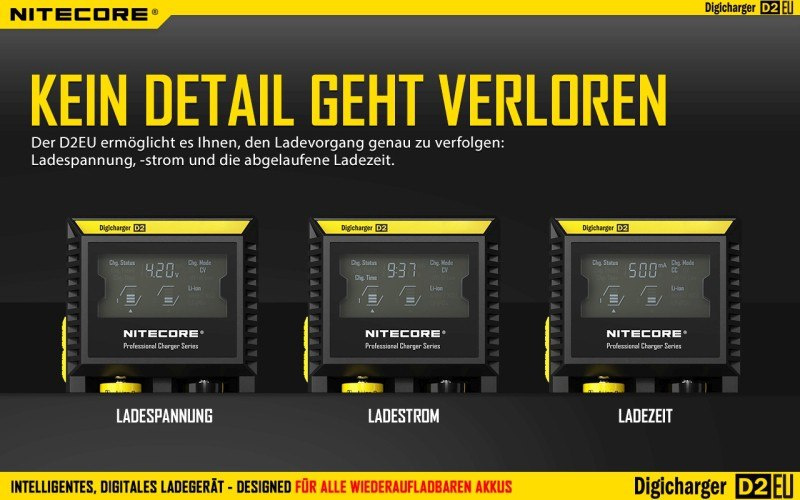 Nitecore D2 EU - inteligentna ładowarka do akumulatorów Li-ion, Ni-MH, Ni-CD, LiFePo4 Nitecore D2 EU - inteligentna ładowarka do akumulatorów Li-ion, Ni-MH, Ni-CD, LiFePo4