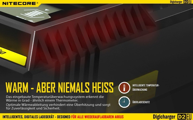 Nitecore D2 EU - inteligentna ładowarka do akumulatorów Li-ion, Ni-MH, Ni-CD, LiFePo4 Nitecore D2 EU - inteligentna ładowarka do akumulatorów Li-ion, Ni-MH, Ni-CD, LiFePo4