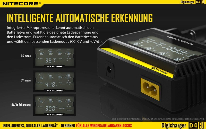 Nitecore D4 EU - inteligentna ładowarka do akumulatorów Li-ion, Ni-MH, Ni-CD, LiFePo4 Nitecore D4 EU - inteligentna ładowarka do akumulatorów Li-ion, Ni-MH, Ni-CD, LiFePo4