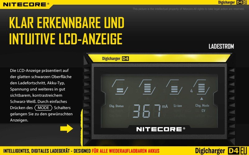 Nitecore D4 EU - inteligentna ładowarka do akumulatorów Li-ion, Ni-MH, Ni-CD, LiFePo4 Nitecore D4 EU - inteligentna ładowarka do akumulatorów Li-ion, Ni-MH, Ni-CD, LiFePo4