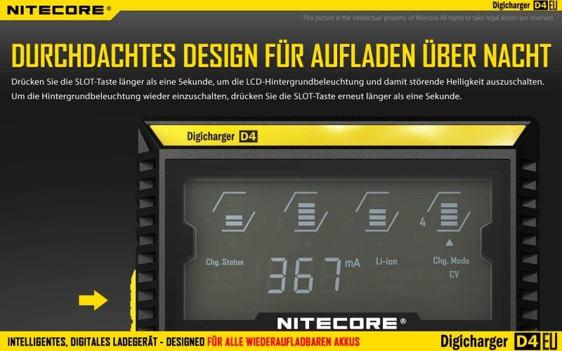 Nitecore D4 EU - inteligentna ładowarka do akumulatorów Li-ion, Ni-MH, Ni-CD, LiFePo4 Nitecore D4 EU - inteligentna ładowarka do akumulatorów Li-ion, Ni-MH, Ni-CD, LiFePo4