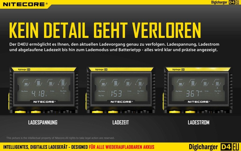 Nitecore D4 EU - inteligentna ładowarka do akumulatorów Li-ion, Ni-MH, Ni-CD, LiFePo4 Nitecore D4 EU - inteligentna ładowarka do akumulatorów Li-ion, Ni-MH, Ni-CD, LiFePo4