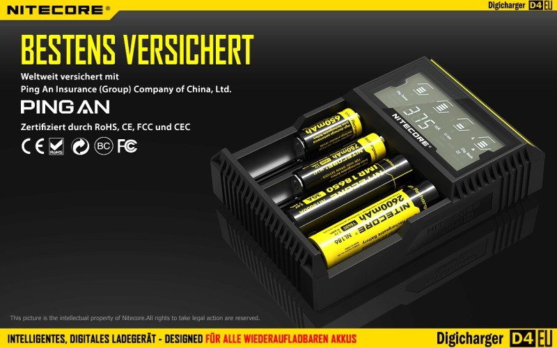 Nitecore D4 EU - inteligentna ładowarka do akumulatorów Li-ion, Ni-MH, Ni-CD, LiFePo4 Nitecore D4 EU - inteligentna ładowarka do akumulatorów Li-ion, Ni-MH, Ni-CD, LiFePo4