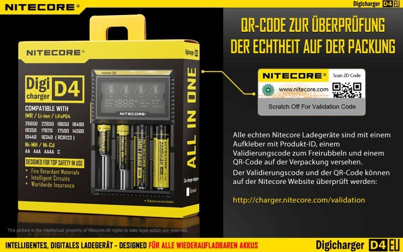 Nitecore D4 EU - inteligentna ładowarka do akumulatorów Li-ion, Ni-MH, Ni-CD, LiFePo4 Nitecore D4 EU - inteligentna ładowarka do akumulatorów Li-ion, Ni-MH, Ni-CD, LiFePo4