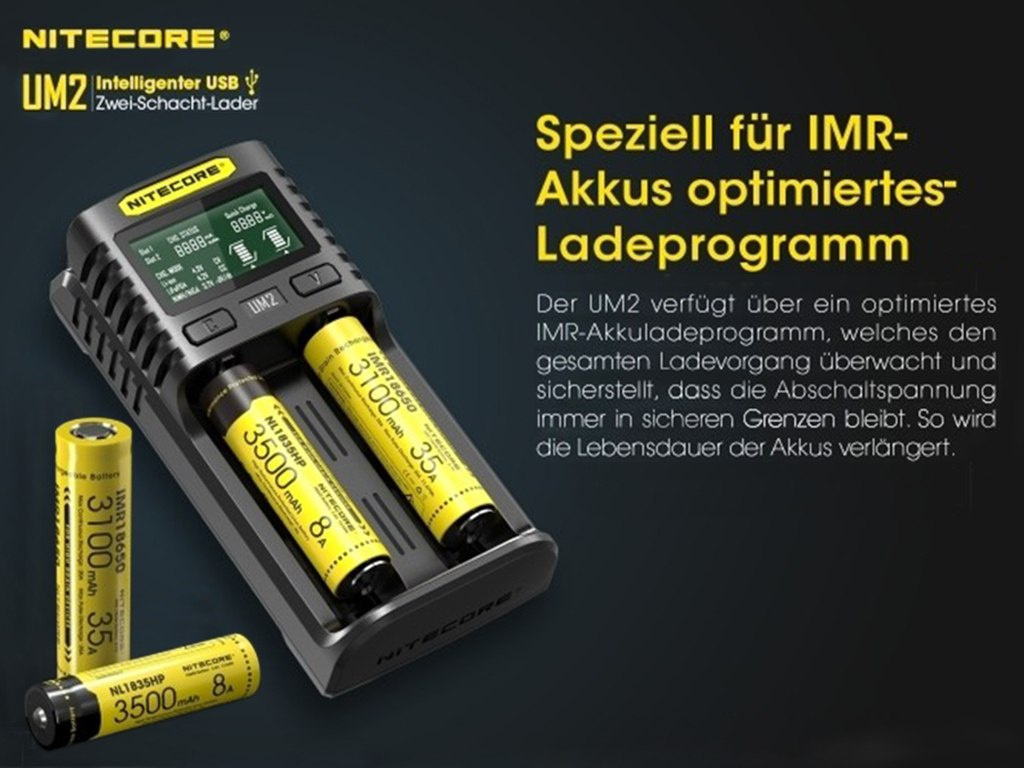 Nitecore UM2 ładowarka do akumulatorów Li-ion, LiFePo4, Ni-MH,Ni-CD Nitecore UM2 ładowarka do akumulatorów Li-ion, LiFePo4, Ni-MH,Ni-CD