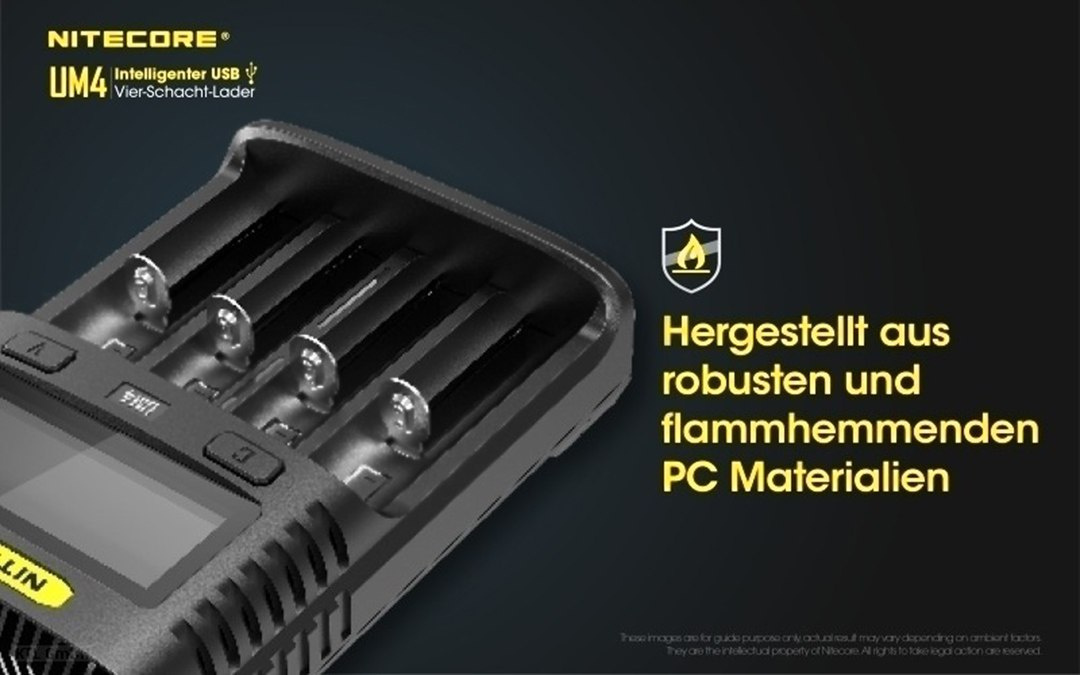 Nitecore UM4 - inteligentna ładowarka do akumulatorów Li-Ion, LiFePo4, Ni-MH, Ni-CD Nitecore UM4 - inteligentna ładowarka do akumulatorów Li-Ion, LiFePo4, Ni-MH, Ni-CD