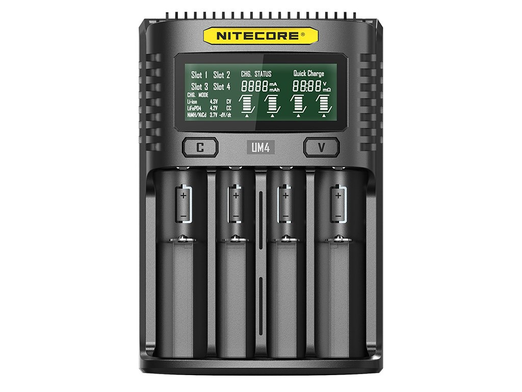 Nitecore UM4 - inteligentna ładowarka do akumulatorów Li-Ion, LiFePo4, Ni-MH, Ni-CD Nitecore UM4 - inteligentna ładowarka do akumulatorów Li-Ion, LiFePo4, Ni-MH, Ni-CD