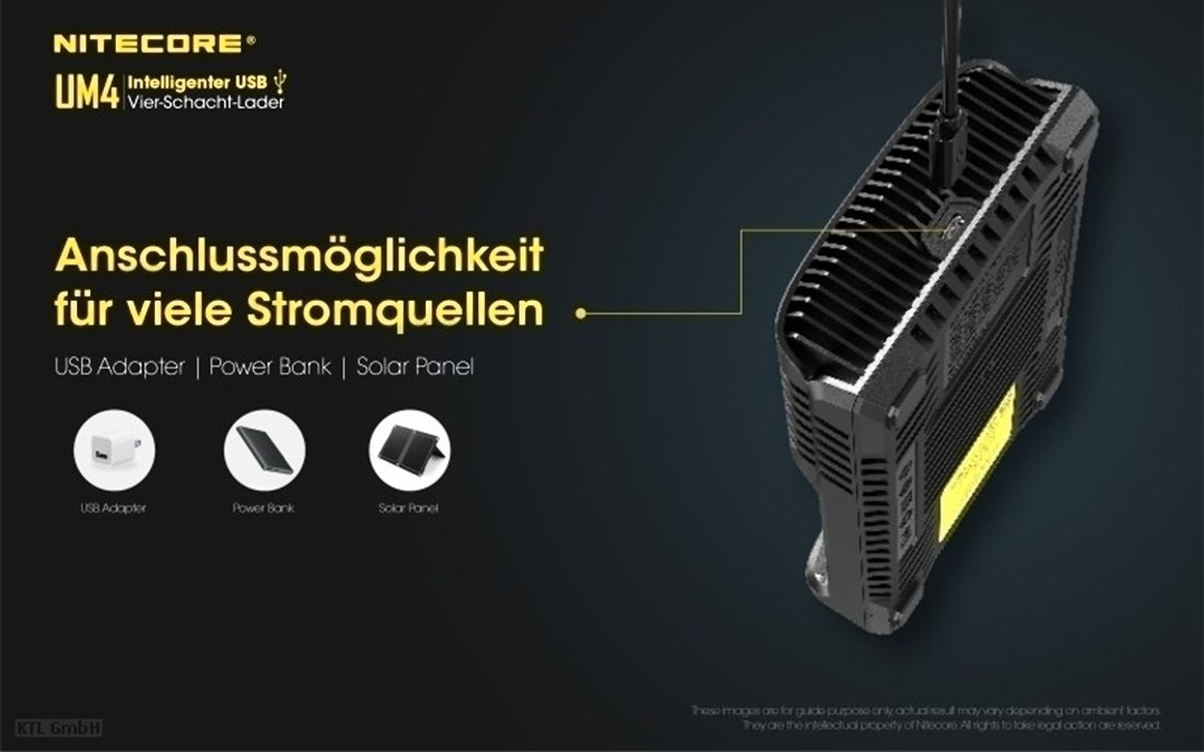 Nitecore UM4 - inteligentna ładowarka do akumulatorów Li-Ion, LiFePo4, Ni-MH, Ni-CD Nitecore UM4 - inteligentna ładowarka do akumulatorów Li-Ion, LiFePo4, Ni-MH, Ni-CD