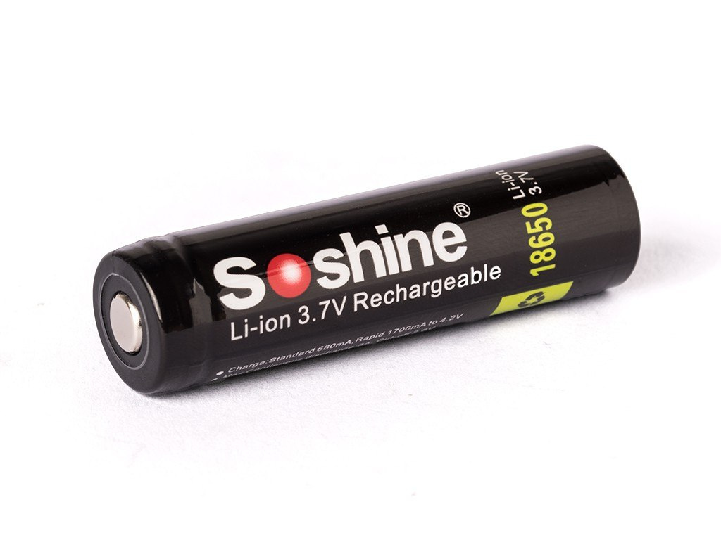 Soshine 18650 3400 mAh 3,6 V - 3,7 V akumulator litowo-jonowy zabezpieczony na płytce drukowanej Soshine 18650 3400 mAh 3,6 V - 3,7 V akumulator litowo-jonowy zabezpieczony na płytce drukowanej