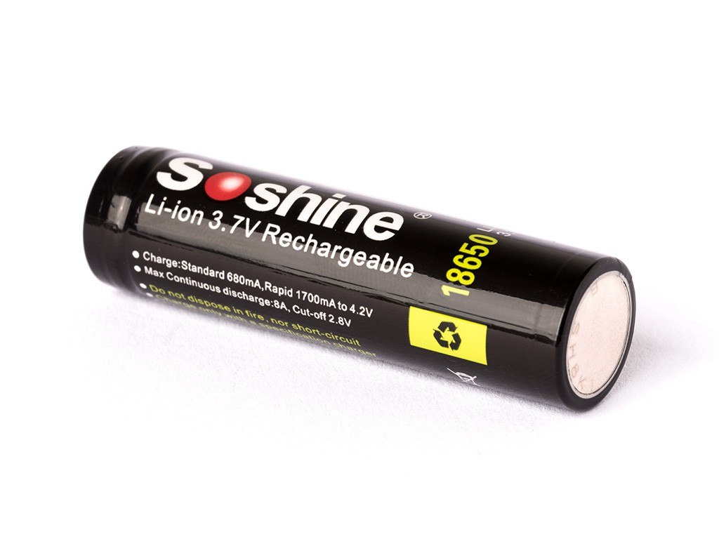 Soshine 18650 3400 mAh 3,6 V - 3,7 V akumulator litowo-jonowy zabezpieczony na płytce drukowanej Soshine 18650 3400 mAh 3,6 V - 3,7 V akumulator litowo-jonowy zabezpieczony na płytce drukowanej