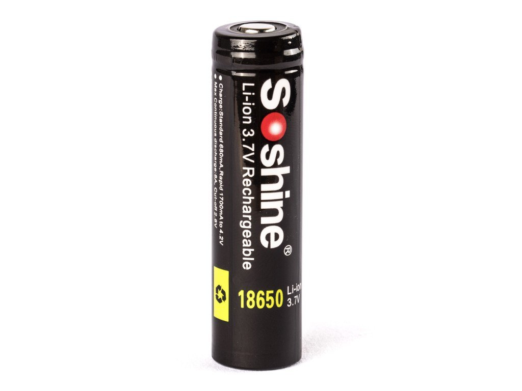 Soshine 18650 3400 mAh 3,6 V - 3,7 V akumulator litowo-jonowy zabezpieczony na płytce drukowanej Soshine 18650 3400 mAh 3,6 V - 3,7 V akumulator litowo-jonowy zabezpieczony na płytce drukowanej