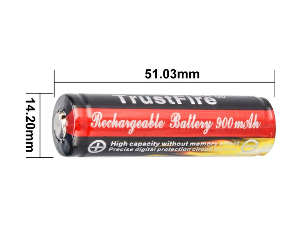 Trustfire 14500 900mAh 3.7V Protected Li-Ion Cell Trustfire 14500 900mAh 3.7V Protected Li-Ion Cell