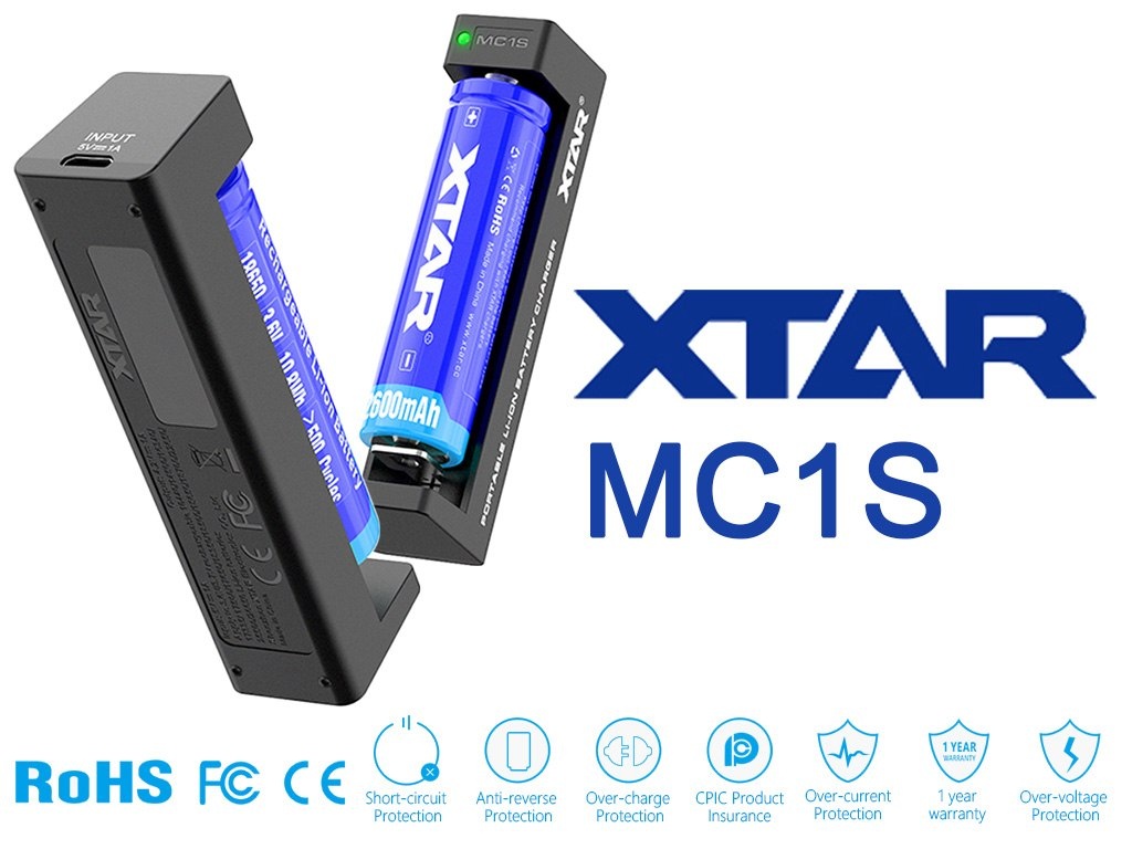 Xtar MC1S - Ładowarka do akumulatorów litowo-jonowych wraz z kablem USB Xtar MC1S - Ładowarka do akumulatorów litowo-jonowych wraz z kablem USB