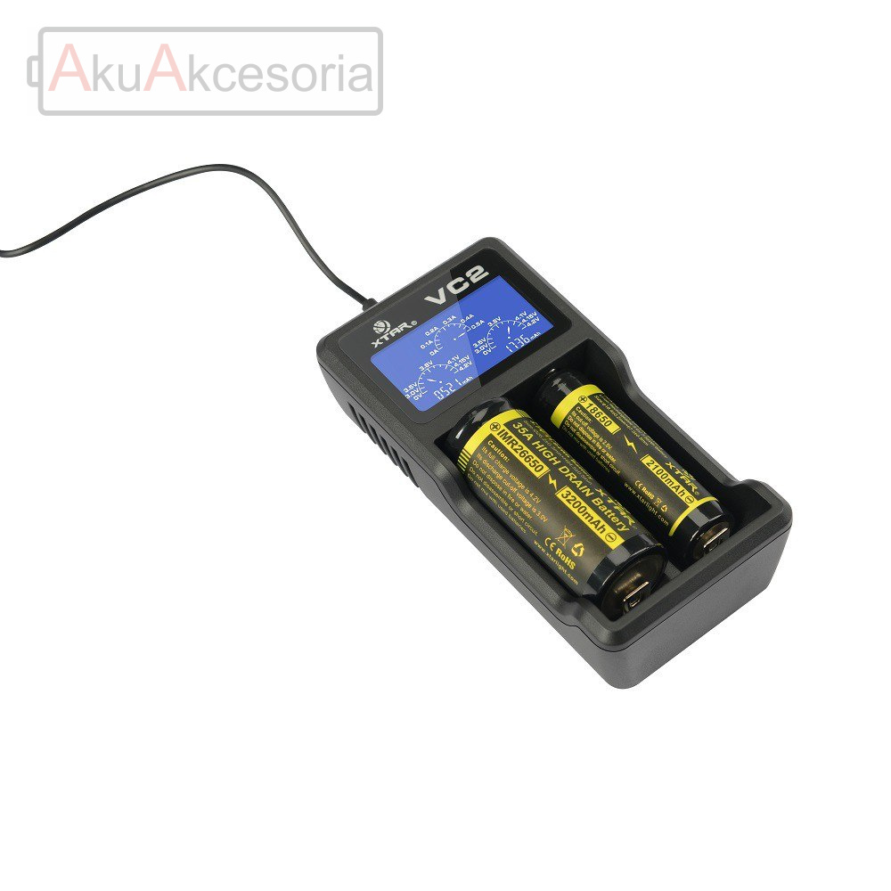 Xtar VC2 - Ładowarka do akumulatorów litowo-jonowych wraz z kablem USB