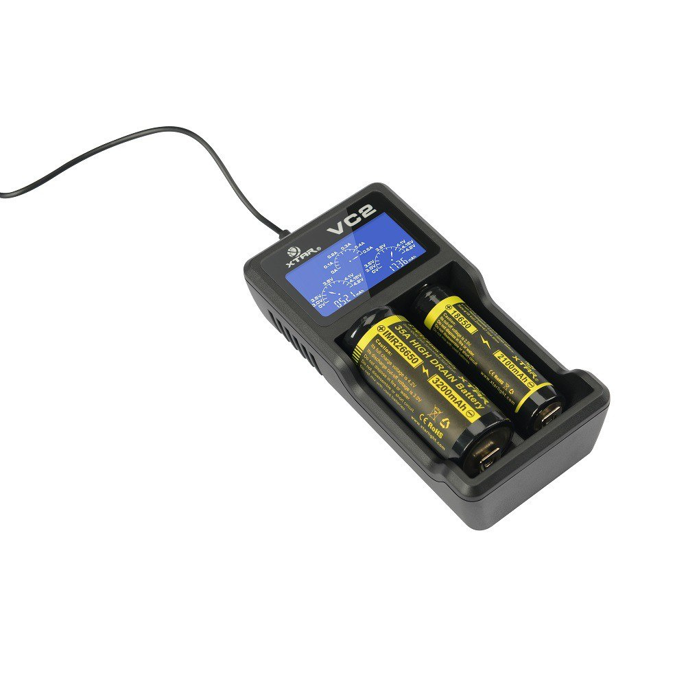 Xtar VC2 - Ładowarka do akumulatorów litowo-jonowych wraz z kablem USB Xtar VC2 - Ładowarka do akumulatorów litowo-jonowych wraz z kablem USB