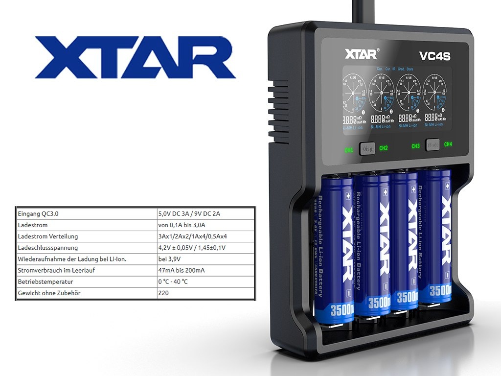 Xtar VC4S ładowarka do akumulatorów Li-ion i Ni-MH Xtar VC4S ładowarka do akumulatorów Li-ion i Ni-MH