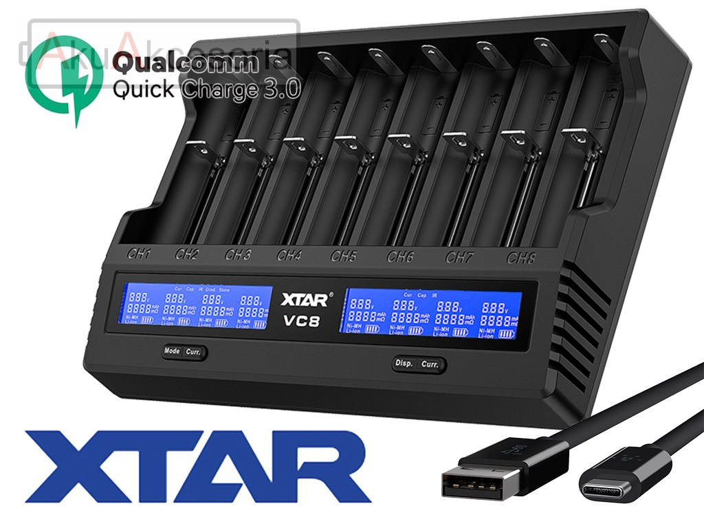 Xtar VC8 Ładowarka do akumulatorów Li-ion 3,6V-3,7V i Ni-MH 1,2V