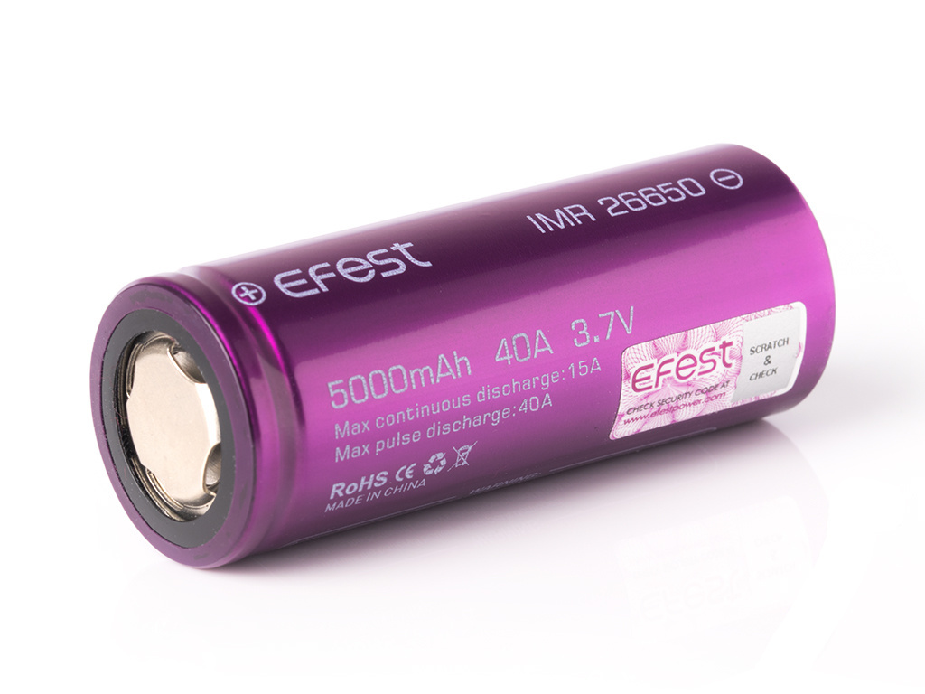Efest Purple IMR 26650 5000mAh 3,6V - 3,7V Efest Purple IMR 26650 5000mAh 3,6V - 3,7V