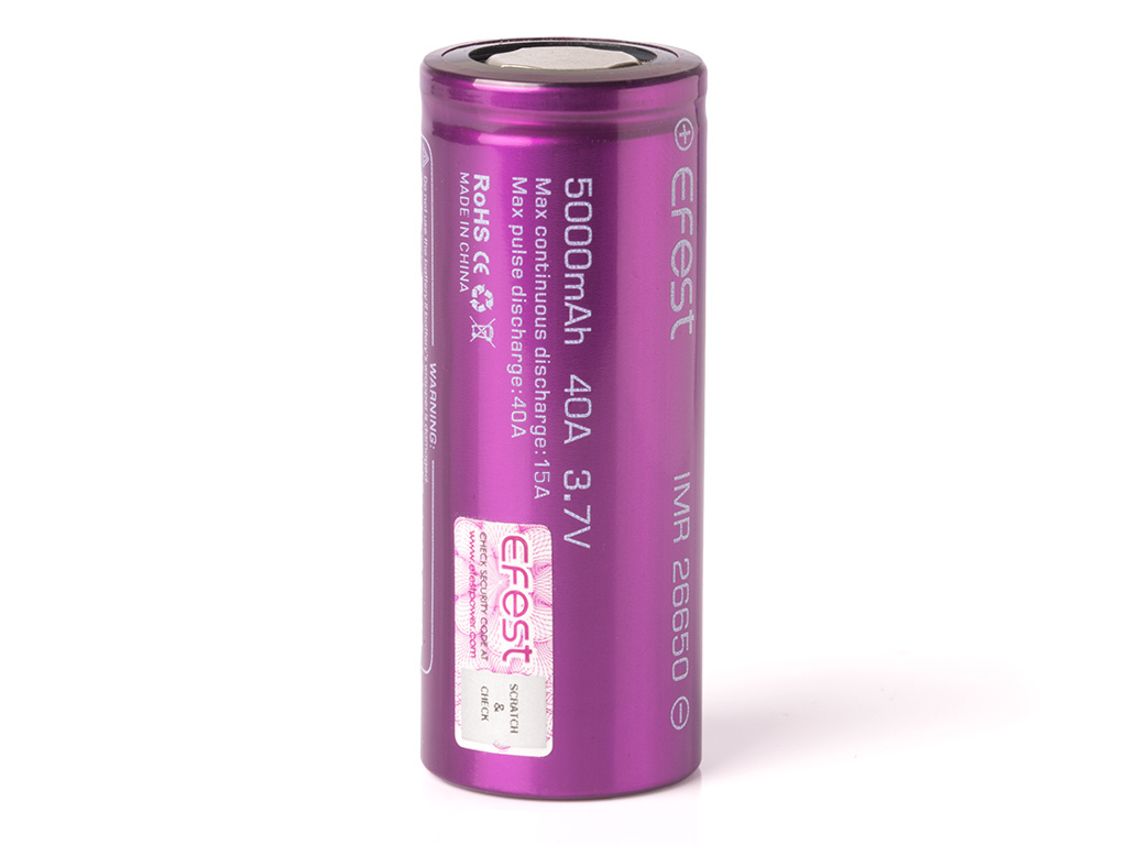 Efest Purple IMR 26650 5000mAh 3,6V - 3,7V Efest Purple IMR 26650 5000mAh 3,6V - 3,7V