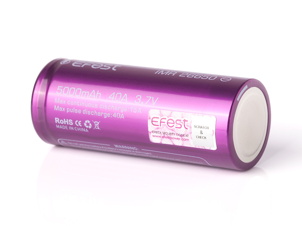 Efest Purple IMR 26650 5000mAh 3,6V - 3,7V Efest Purple IMR 26650 5000mAh 3,6V - 3,7V