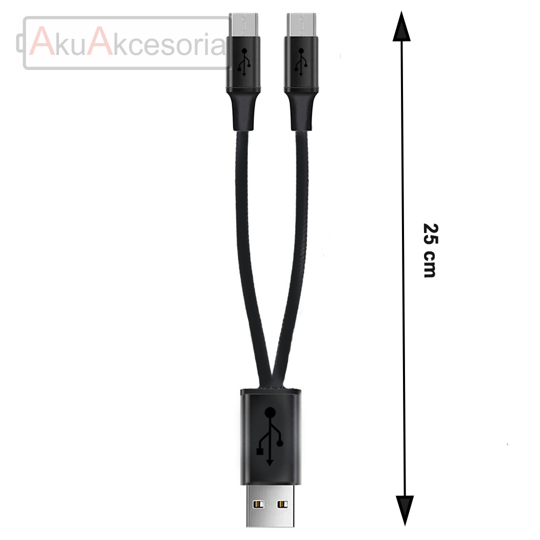 Kabel Rozdzielacz USB typu A na 2 x Micro USB do max. 2,1A