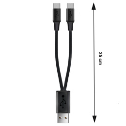 Kabel Rozdzielacz USB typu A na 2 x Micro USB do max. 2,1A