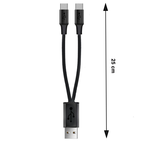 Kabel Rozdzielacz USB typu A na 2 x Micro USB do max. 2,1A