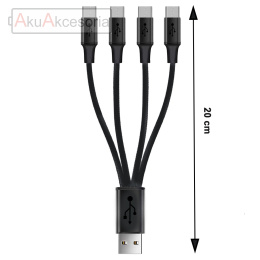 Kabel Rozdzielacz USB typu A na 4 x Micro USB do max. 2,1A