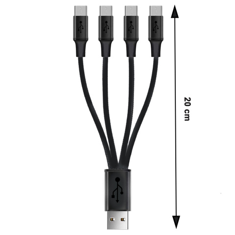 Kabel Rozdzielacz USB typu A na 4 x Micro USB do max. 2,1A Kabel Rozdzielacz USB typu A na 4 x Micro USB do max. 2,1A