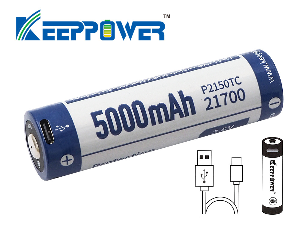 Keeppower 21700 - 5000mAh 3,6V - 3,7V z gniazdem USB Keeppower 21700 - 5000mAh 3,6V - 3,7V z gniazdem USB