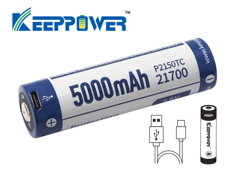 Keeppower 21700 - 5000mAh 3,6V - 3,7V z gniazdem USB