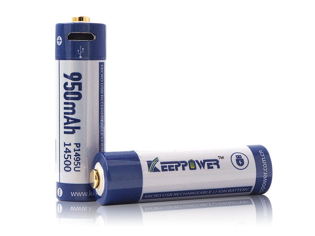 Keeppower 14500 - 950mAh 3,6V - 3,7V z micro USB Keeppower 14500 - 950mAh 3,6V - 3,7V z micro USB