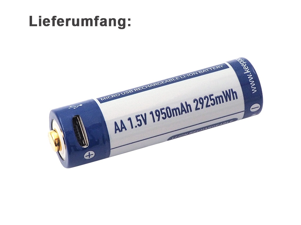 Keeppower 14500 AA - 1,5V Li-ion z micro USB 2925mWh Keeppower 14500 AA - 1,5V Li-ion z micro USB 2925mWh