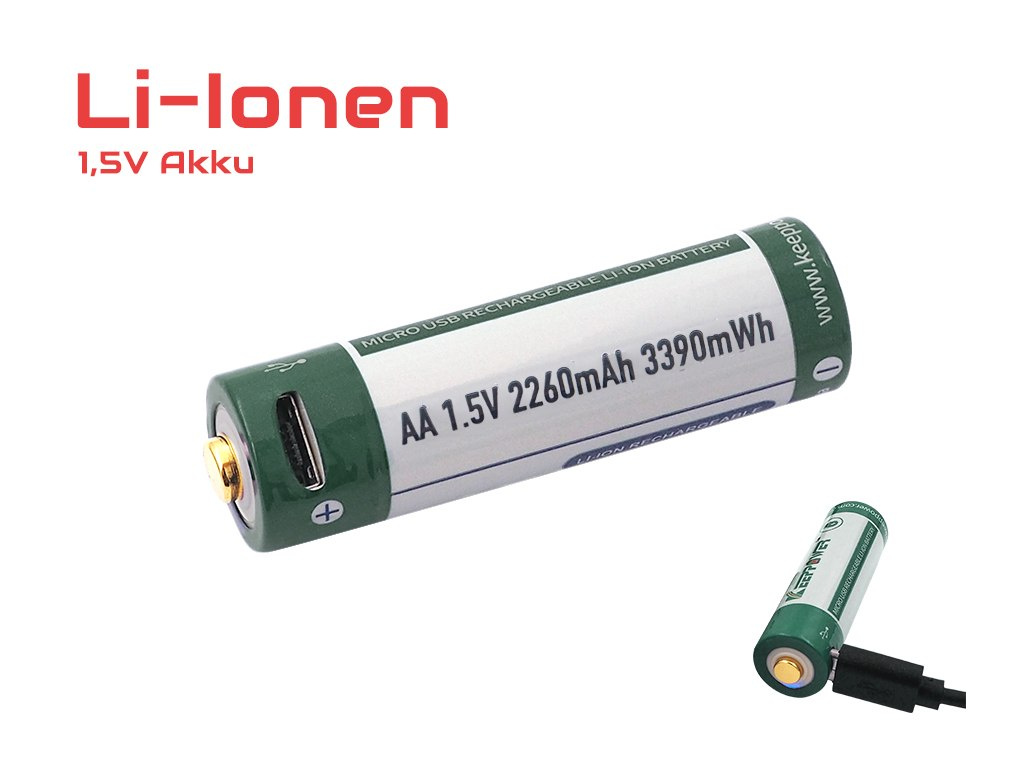 Keeppower 14500 AA - 1,5V Li-ion z micro USB Keeppower 14500 AA - 1,5V Li-ion z micro USB