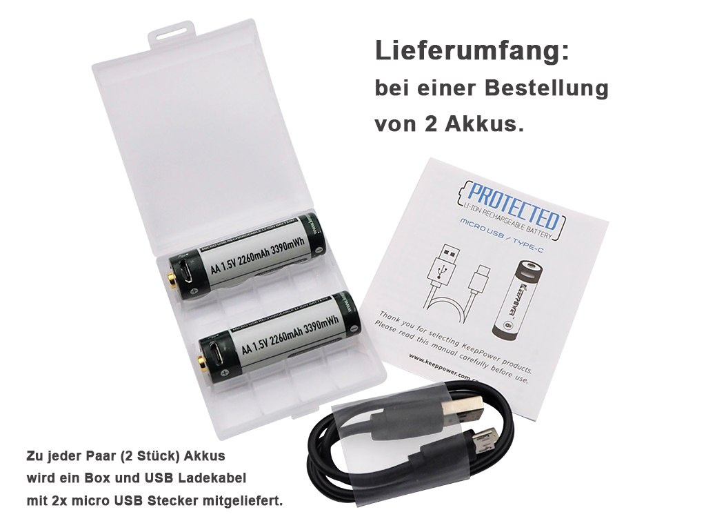 Keeppower 14500 AA - 1,5V Li-ion z micro USB Keeppower 14500 AA - 1,5V Li-ion z micro USB