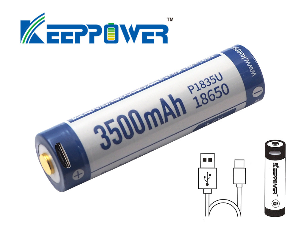 Keeppower 18650 - 3500mAh 3,6 - 3,7V z gniazdem USB Keeppower 18650 - 3500mAh 3,6 - 3,7V z gniazdem USB
