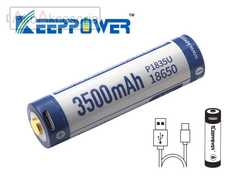 Keeppower 18650 - 3500mAh 3,6 - 3,7V z gniazdem USB