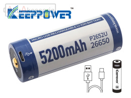 Keeppower 26650 - 5200mAh 3,6V - 3,7V z gniazdem USB