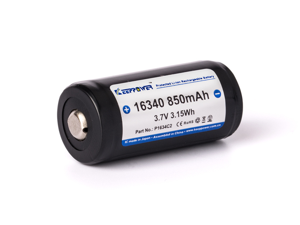 Keeppower ICR 16340 - 850mAh 3,7V zabezpieczony (PCB) Keeppower ICR 16340 - 850mAh 3,7V zabezpieczony (PCB)