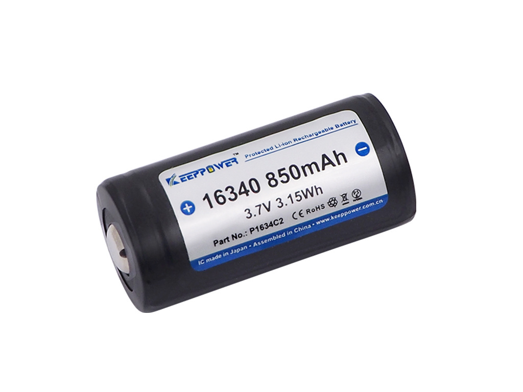 Keeppower ICR 16340 - 850mAh 3,7V zabezpieczony (PCB) Keeppower ICR 16340 - 850mAh 3,7V zabezpieczony (PCB)