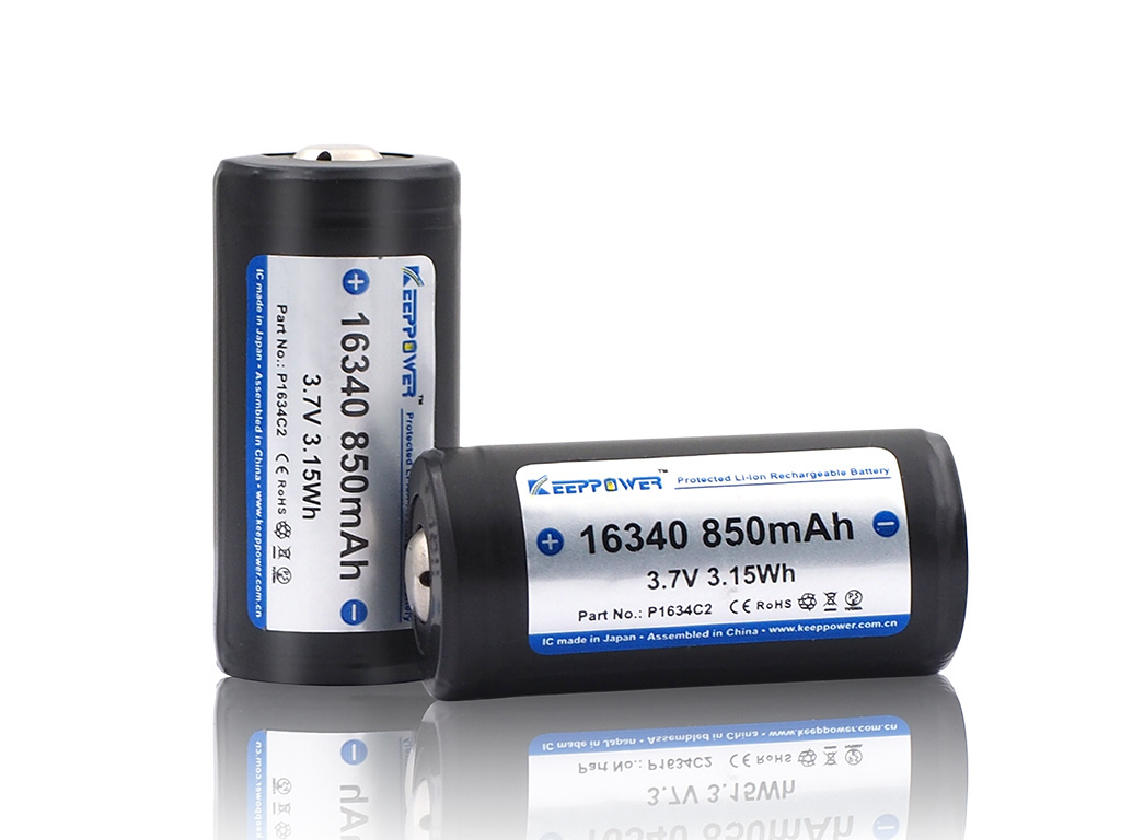 Keeppower ICR 16340 - 850mAh 3,7V zabezpieczony (PCB) Keeppower ICR 16340 - 850mAh 3,7V zabezpieczony (PCB)