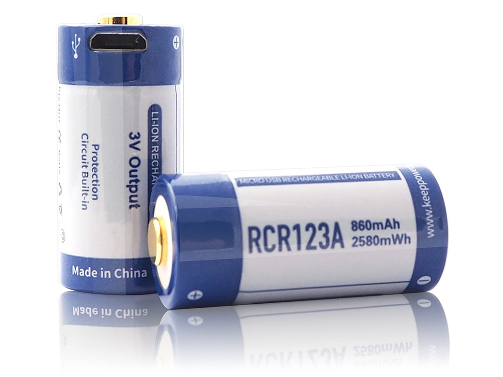 Keeppower RCR123A 3V - 880mAh z micro USB Keeppower RCR123A 3V - 880mAh z micro USB