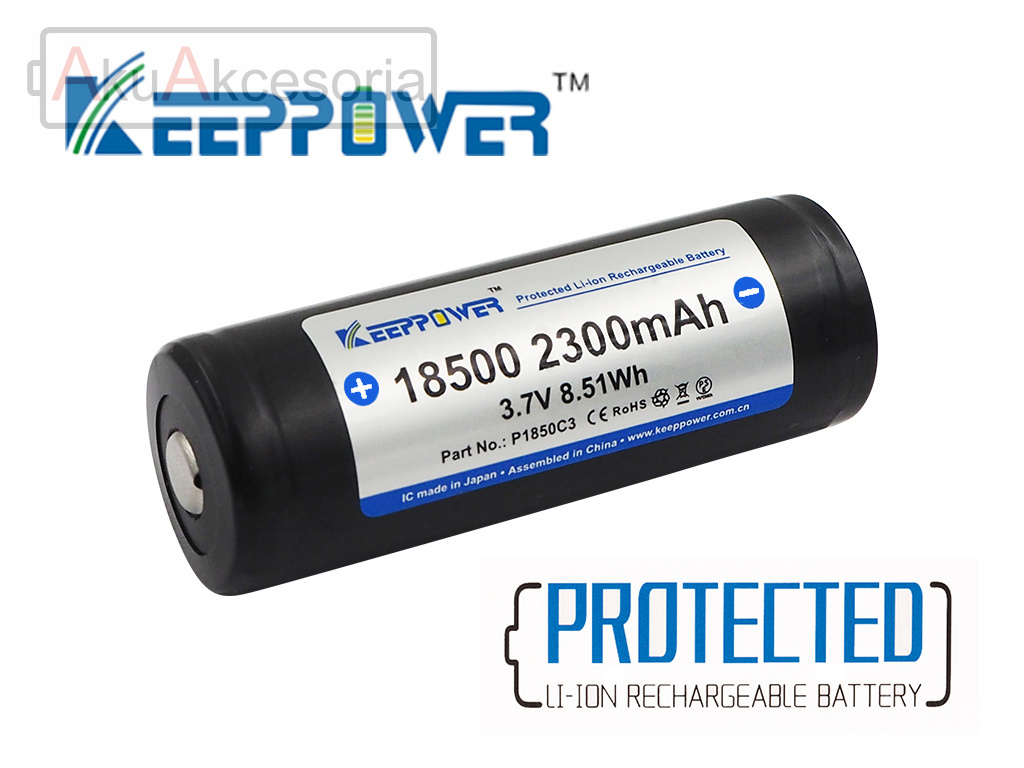 Keeppower 18500 - 2300mAh 3,6V - 3,7V zabezpieczony (PCB)