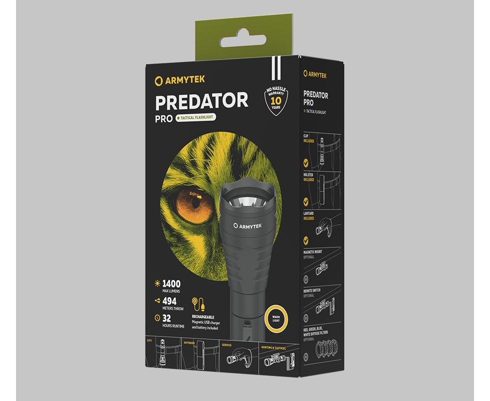 Latarka taktyczna PREDATOR PRO MAGNET USB Warm1400 lm Armytek Latarka taktyczna PREDATOR PRO MAGNET USB Warm1400 lm Armytek