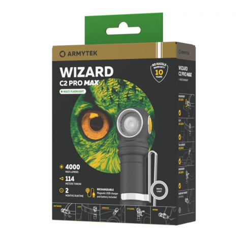 Latarka czołowa WIZARD C2 PRO MAX Magnet USB White 4000 Lm Armytek Latarka czołowa WIZARD C2 PRO MAX Magnet USB White 4000 Lm Armytek