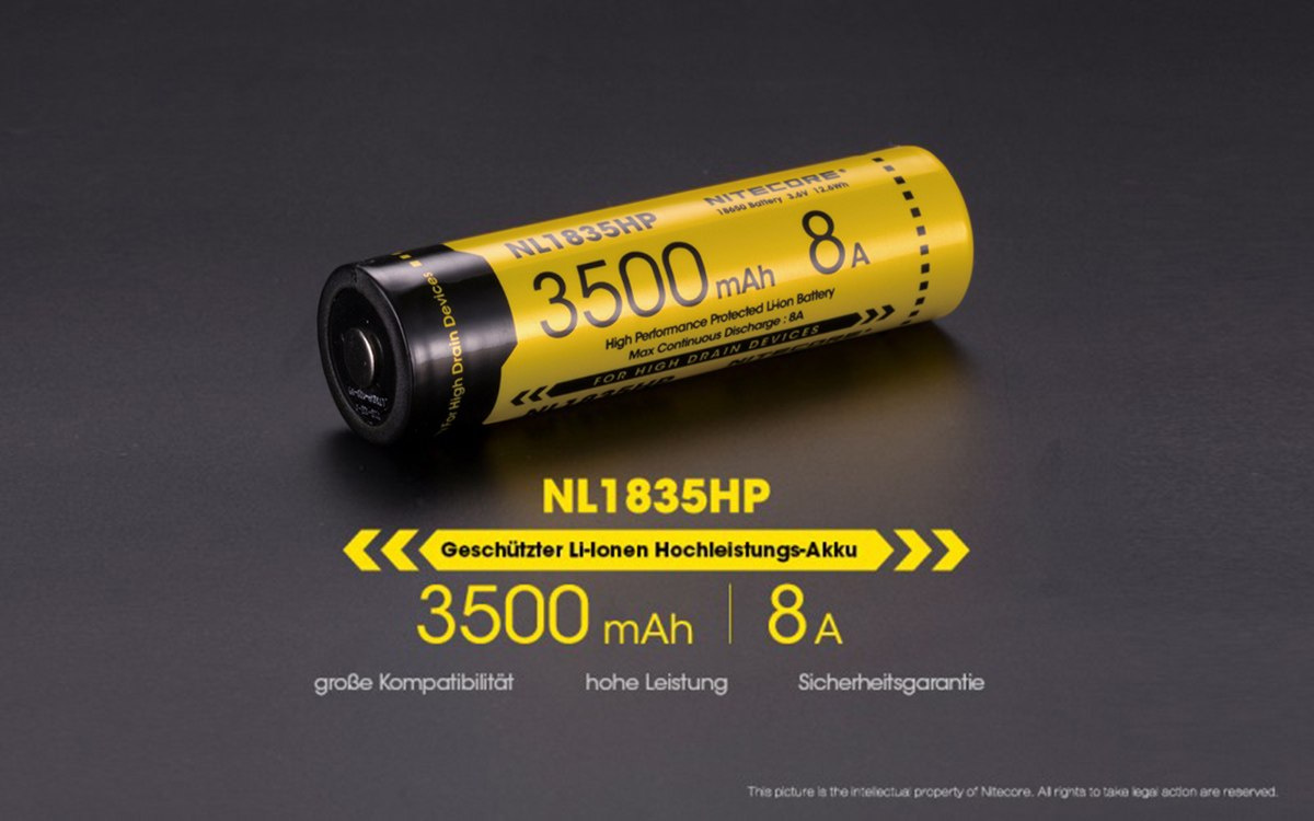 Nitecore 18650 - 3500mAh 8A 3,6V - 3,7V NL1835HP Nitecore 18650 - 3500mAh 8A 3,6V - 3,7V NL1835HP