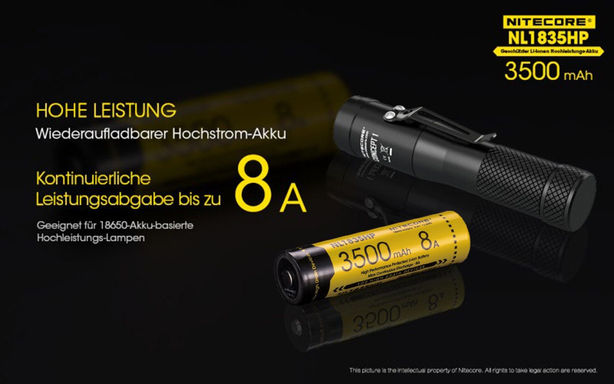 Nitecore 18650 - 3500mAh 8A 3,6V - 3,7V NL1835HP Nitecore 18650 - 3500mAh 8A 3,6V - 3,7V NL1835HP