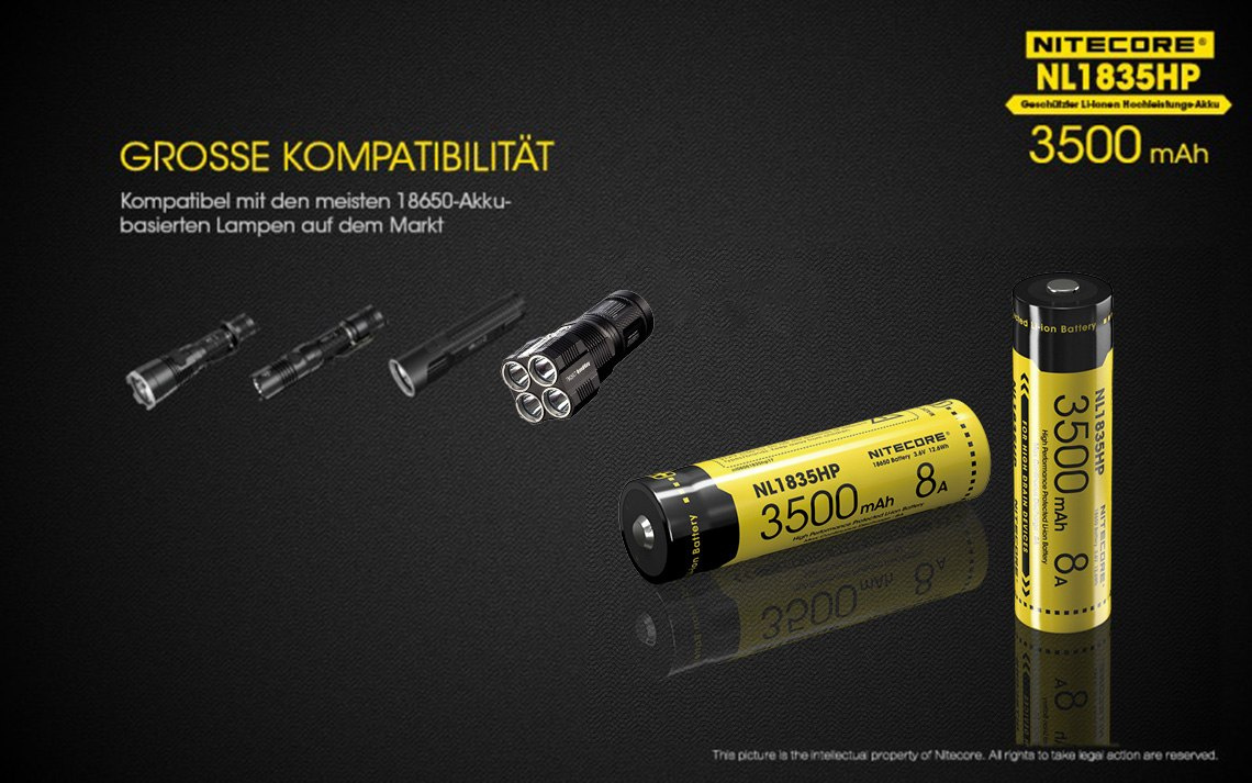 Nitecore 18650 - 3500mAh 8A 3,6V - 3,7V NL1835HP Nitecore 18650 - 3500mAh 8A 3,6V - 3,7V NL1835HP